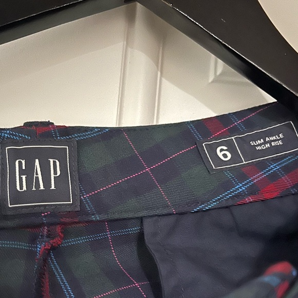 NWT GAP Slim Ankle Pants High Rise Tartan Plaid Preppy Multicolor Women's Size 6 - Picture 4 of 7